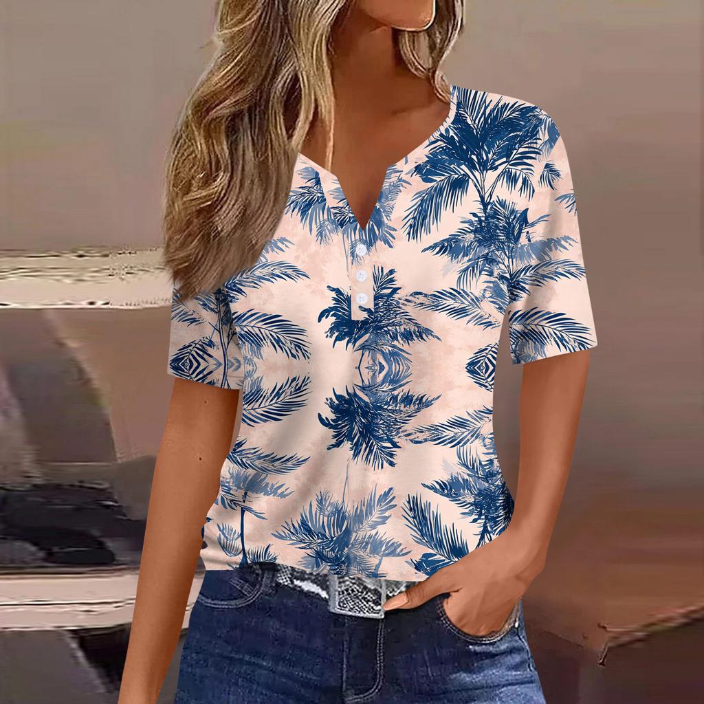 Women's Blouse Fashionable And Casual Short-Sleeved Printed T-shirt Top