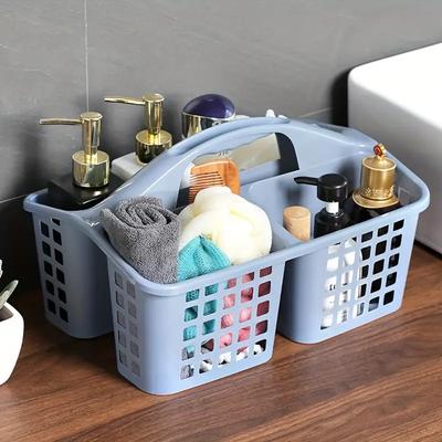 Plastic Shower Basket Dorm Durable Bathroom Simple Hollow Out Storage Basket Functional Toilet Washing Basket With Handle