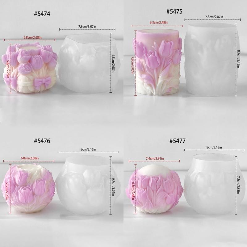 Embossed Flower Candle Silicone Molds Food Grade Silicone Easy Demold for Epoxy Resin Candle Soap Chocolate Baking Mould