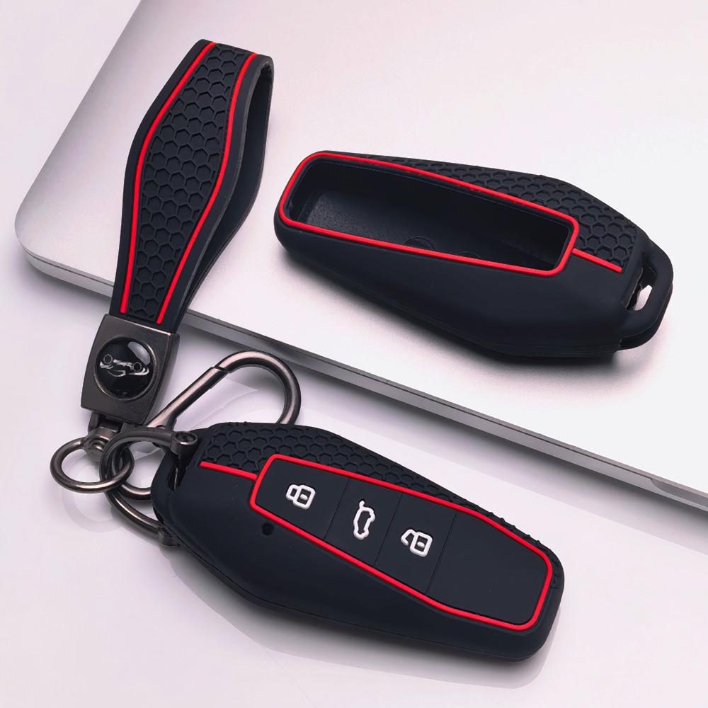 Schlüsselanhängerhülle für Chery GT iCAR Shuxiangjia EQ7 AIQAR EQ5 EQ3 mit Schlüsselring Kratzfeste Oberfläche Stoßfeste Struktur Weiche Grifftextur
