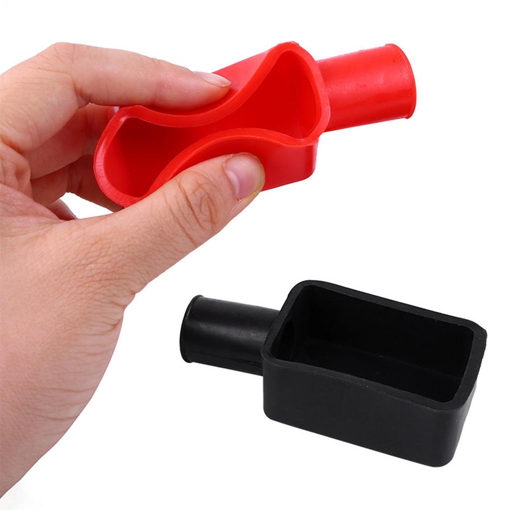 2pcs Car Battery Pole Positive and Negative Protection Cover Soft Plastic Flexible Battery Terminal Insulator Protective