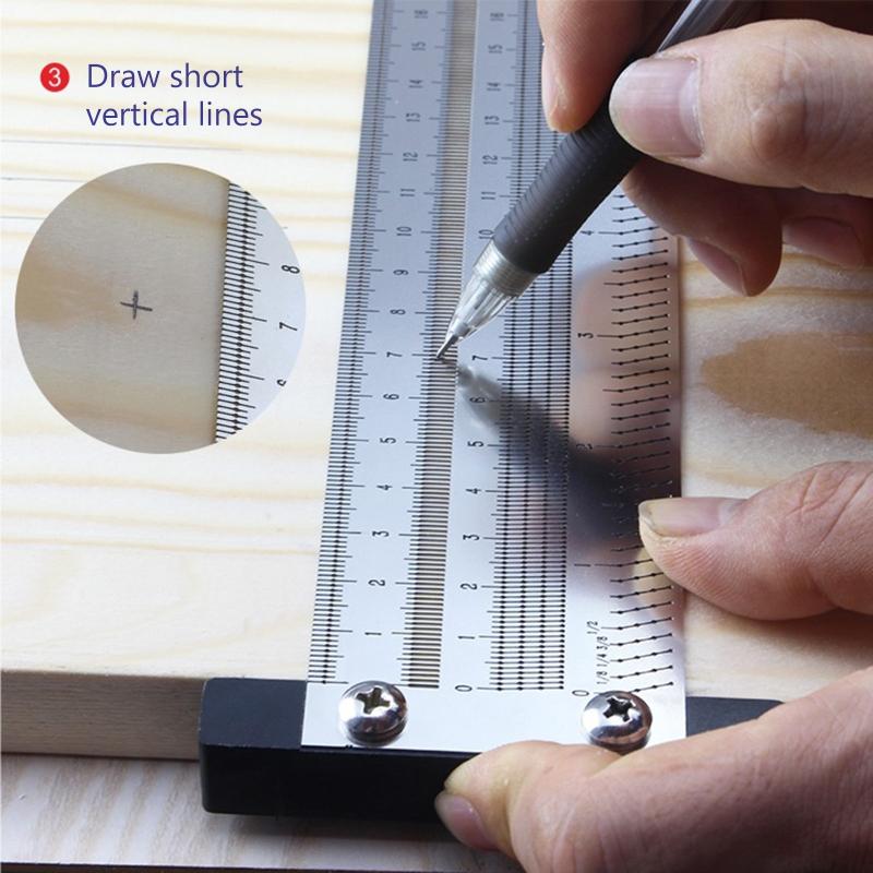 Portable for T Type Scribing Ruler Stainless Steel High Precision Metric Hole Ruler Precision Marking T-Rule Carpenter T