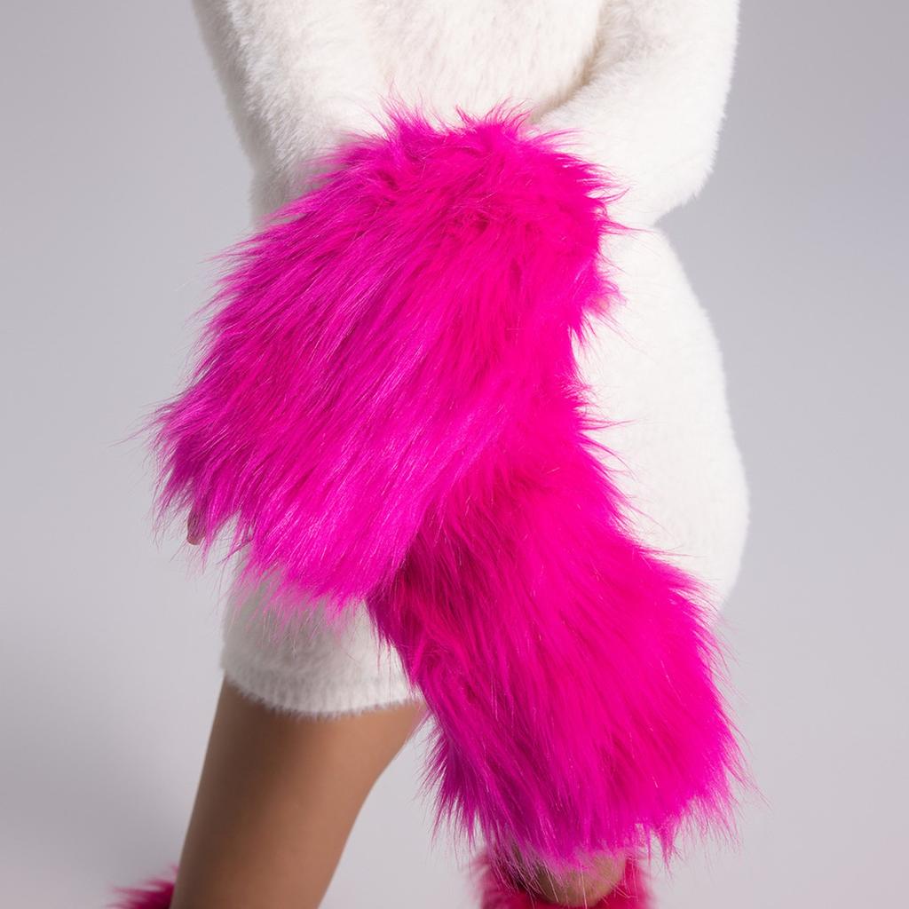 Winter Plush Lengthen Wrist Gloves Solid Color Women Half Finger Gloves Thick Outdoor Camping Shopping Gloves Keep Warm