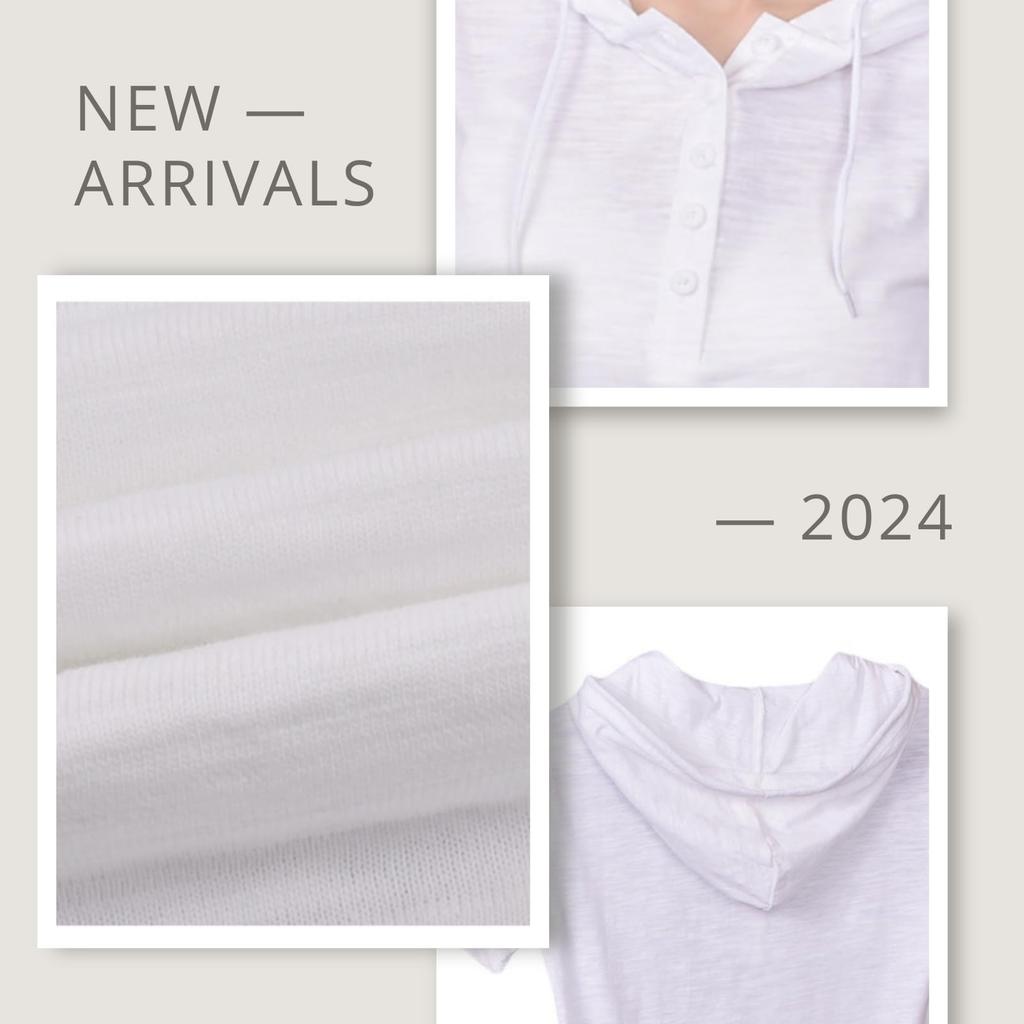 With Slub Room White [FARFADET] Short-sleeved T-shirt Hood, Material, Thin, Women's Hoodie, Spring, Summer, Fall, Casual, Simple, Cut-and-sew,