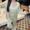 Summer Thin Pajamas Women'S Ice Silk French Style Long-Sleeved Trousers Cool Jacquard Loungewear