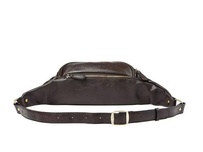 Men's Multi-Functional Leather Crossbody Chest Bag with Large Capacity for Outdoor Sports