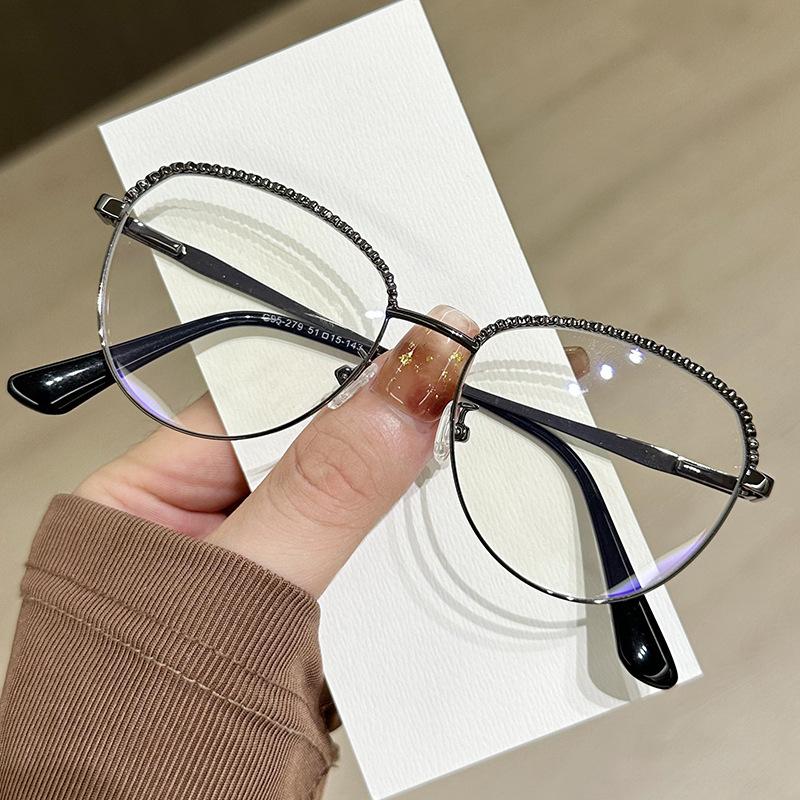 Metal Thin Frame Clear Lens Glasses Women Men Fashion Non-Prescription Decorative Optical Eyewear