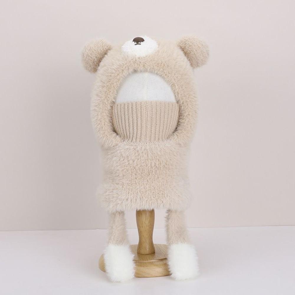 Personality Elastic Children Pullover Cap Small Bear Trendy Knitted Mask Hat Korean Style Soft Kids Winter Scarf Warmer