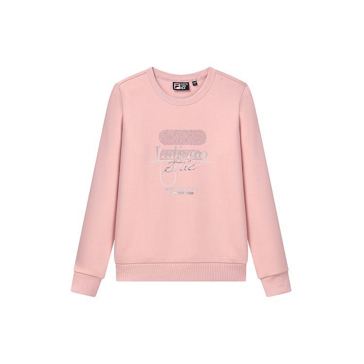 Fila Logo Print Round Neck Pullover Sports Casual Sweatshirt Women Sweatshirt Light-Pink F11W132253F-PK