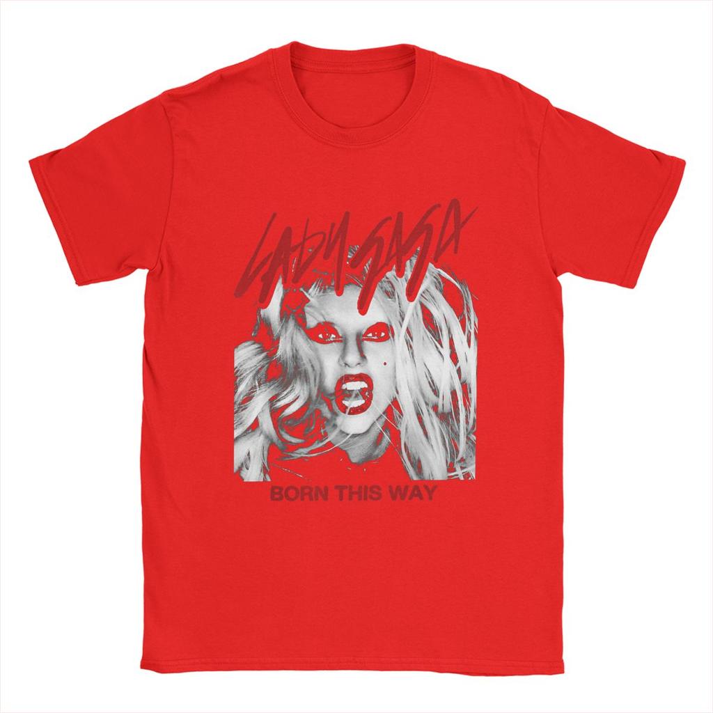 Mens Official Lady Born This Way T Shirt Singer Rock Gagas Cotton Merchandise Cool Short Sleeve Crew Neck Tees Adult TShirts