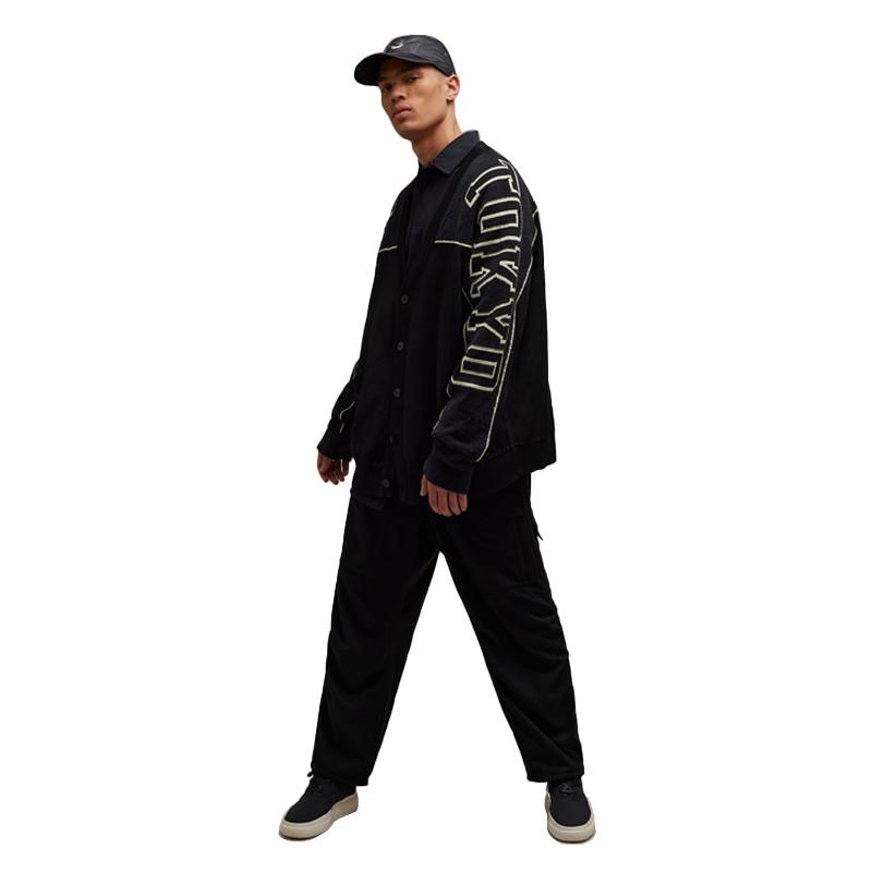 Y-3 Gfx Knit Cardigan Letter Logo Solid Color Unisex Cardigans Black IQ2138