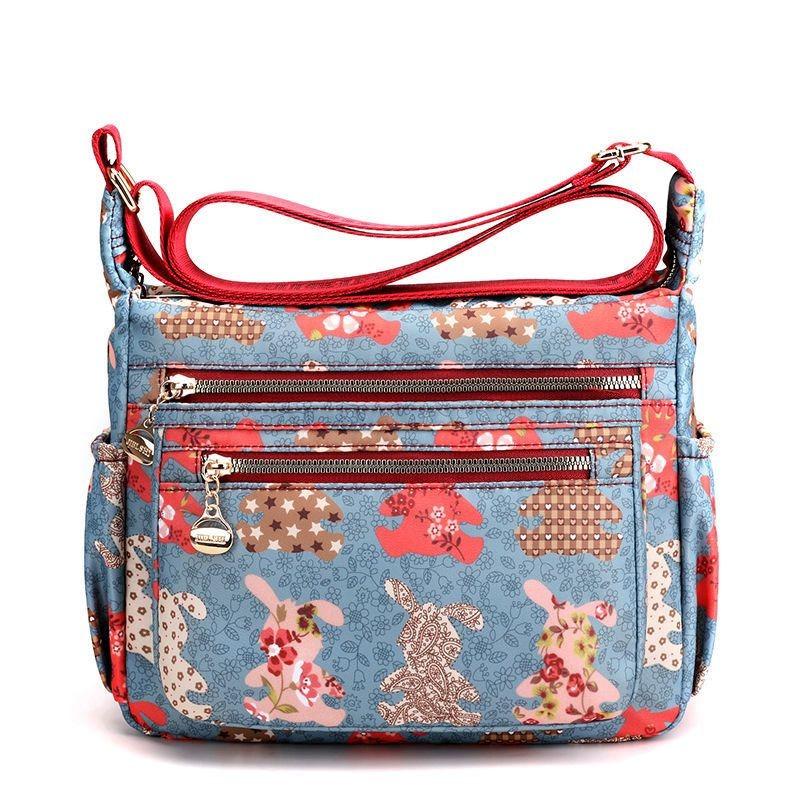 Waterproof Oxford Cloth Crossbody Bag, Large Capacity Nylon Women's Bag, Canvas Mommy Bag, Fashion Printing Middle-aged and Elderly Shoulder Bag