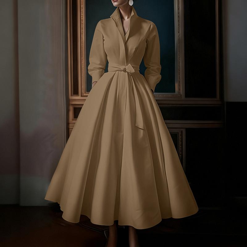 ZANZEA Women Casual Turn Down Collar Long Sleeve Long Dress