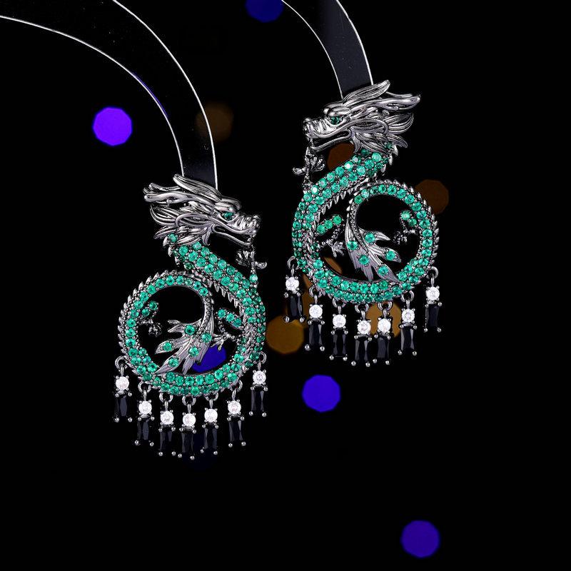 

SUYU Циркон 2024 Весна Новые Женские Серьги Дизайна Легкой Роскоши Модные Элегантные Серьги Драконы Подарок для Вечеринки зелёный