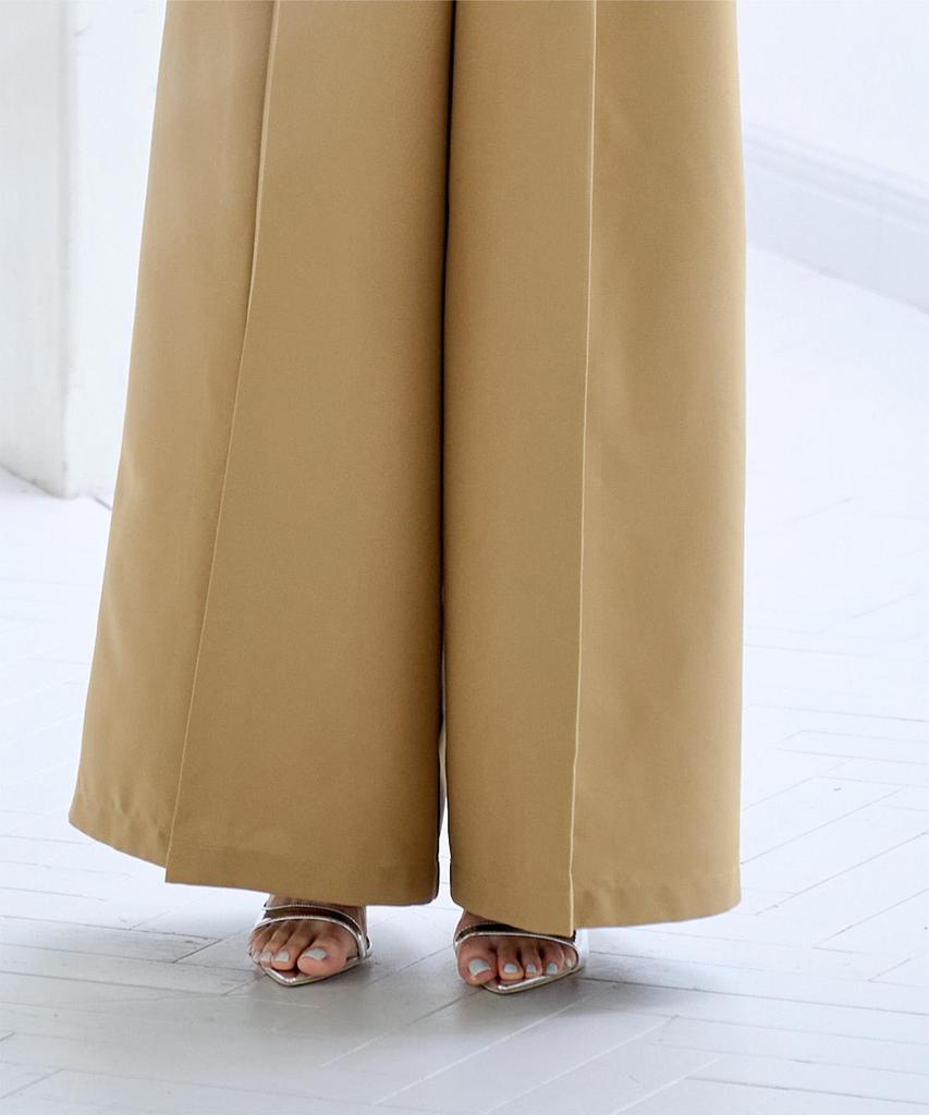 Yours BFXN2062 Oversized Wide Size M Women's One-Tuck Pants, Camel,