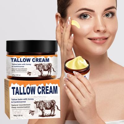 Rindertalgcreme 100g Tief feuchtigkeitsspendende und reinigende Feuchtigkeitscreme für Gesicht und Körperhaut zur Vorbeugung von Trockenheit