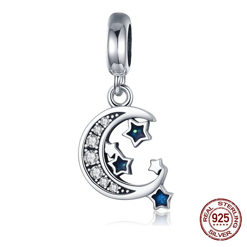 WOSTU 925 Silver Animal Cat Charm Pendant Heart Family Ladybug Bee Beads Fit Original Bracelet DIY Jewelry For Women