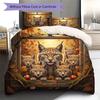 Autumn leavesanimals Pattern Bedding Quilt Set Quilt Cover Pillowcase Home Decoration Birthday Gift (1 * duvet cover + 2 * pillowcase, without core)