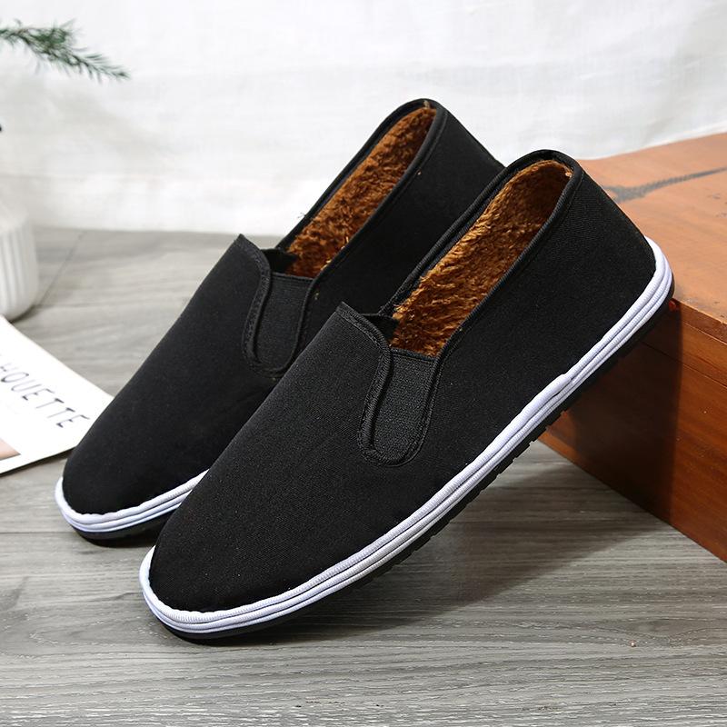 New Cloth Shoes Men's Soft-soled Velvet Cotton Shoes Lasagna Black Cloth Shoes Stall