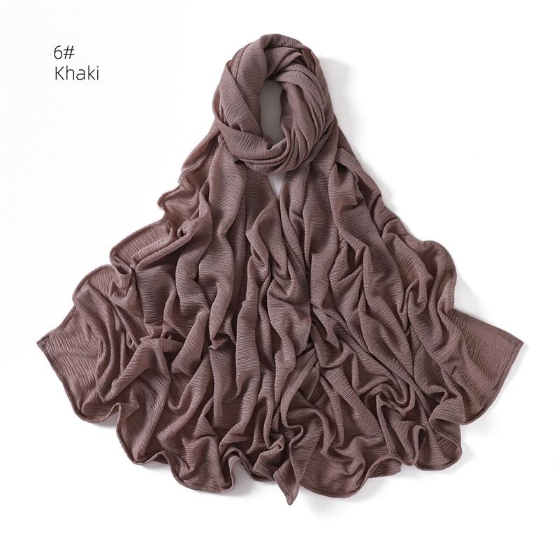New Women's Soft Solid Color Elastic Breathable Wrinkled Jersey Headband Scarf Muslim Ramadan Hijab Wrap Hijabs