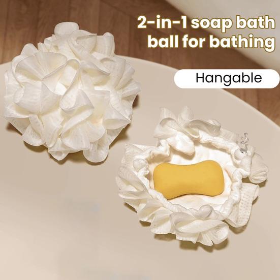 2 In 1 Bath Ball Elastic Hexagonal Mesh Shower Ball Foam-enhancing Bath Accessory Bubble-boosting Shower Tool