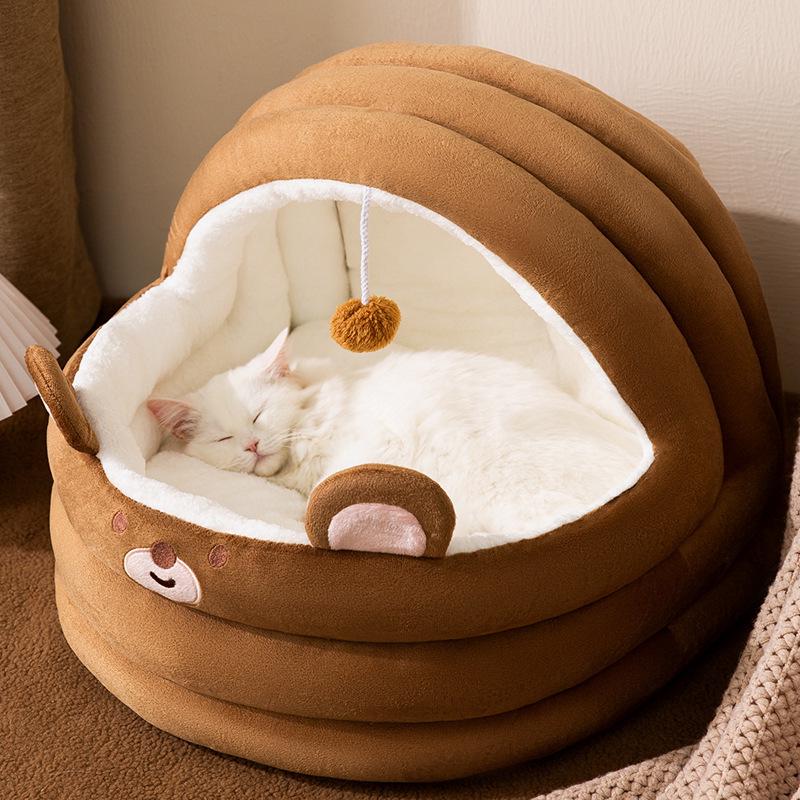 All-Season Avocado Pet Bed: Removable, Washable Shelter for Cats & Small Dogs