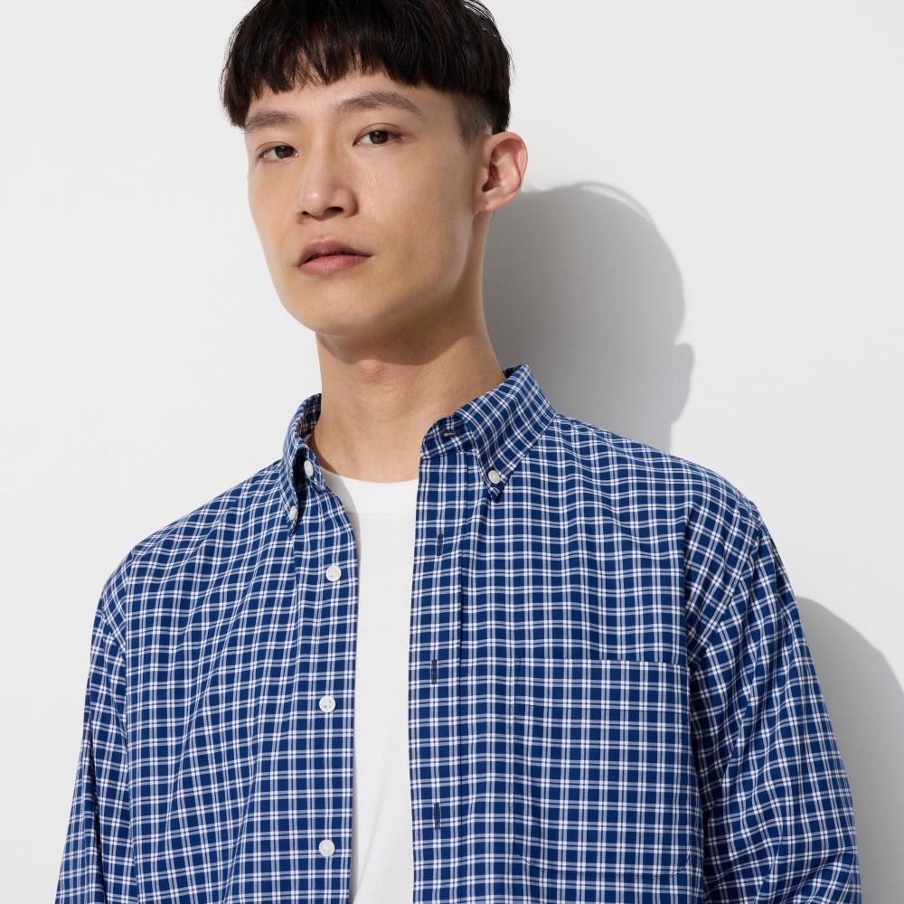 

Рубашка Uniqlo Broad с длинным рукавом и воротником на пуговицах в клетку B 65 BLUE/MEN L