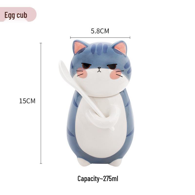 Japanese Cute Cat Cartoon Ceramic Cups with Lids: Perfect for Coffee, Milk, and Breakfast