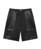 UNGIMMICK Leather Mix Denim Bermuda Shorts (Black)