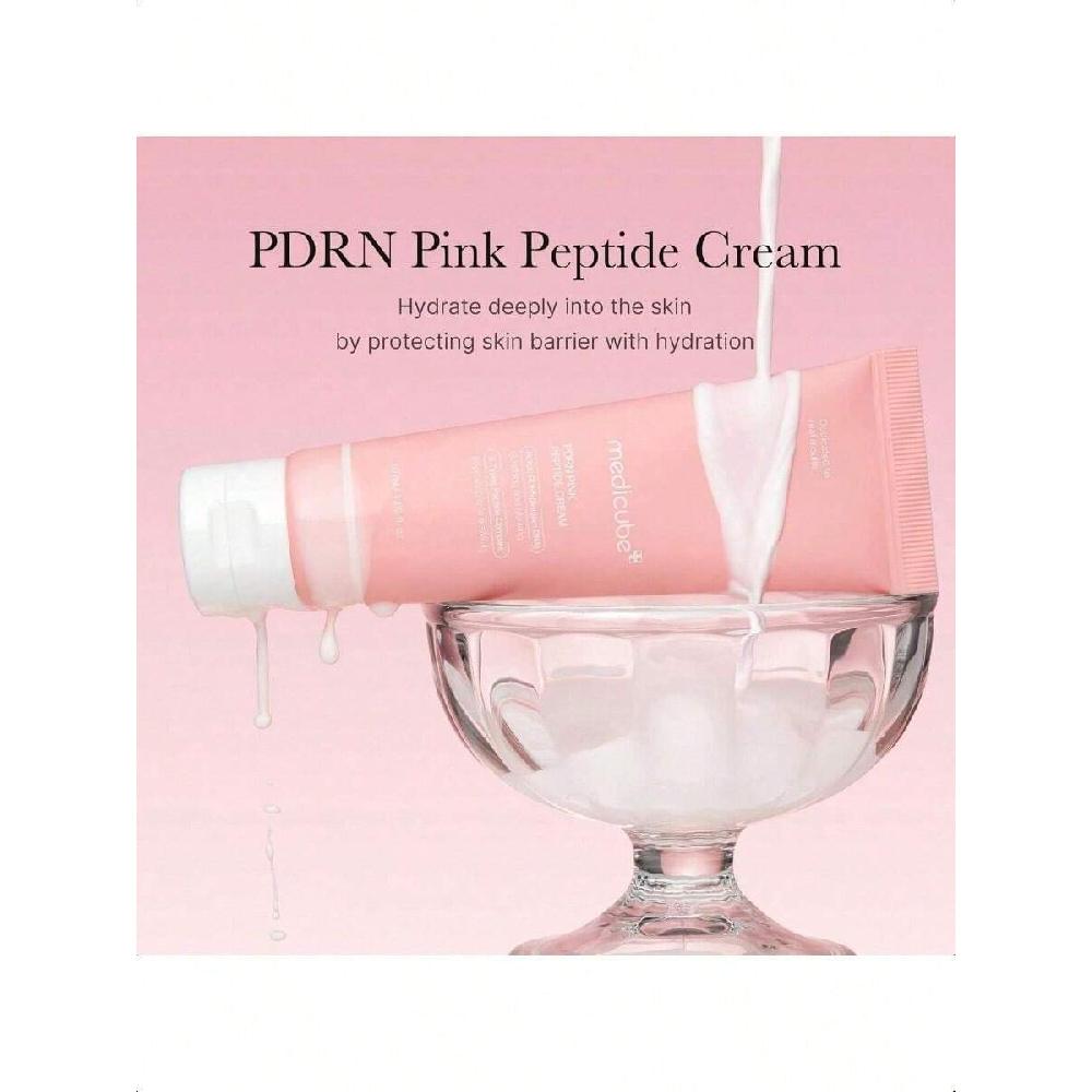 Medicube Lachs-DNA PDRN Rosa Hyaluron Feuchtigkeitscreme 50ml Rosa Beruhigungscreme, Hydratisierend & Straffend, Unebenmäßiger Hautton, Porenpflege