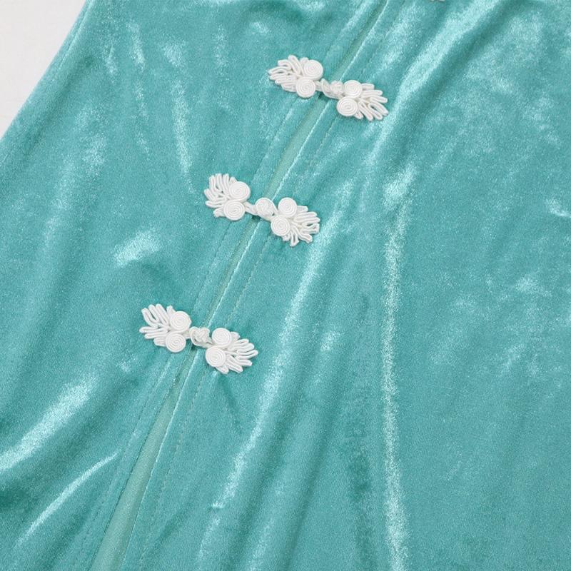 Ladies Cheongsam Hot Girl Sexy Nightclub Sleeveless Backless Split Short Skirt Package Hip Slim Dresses