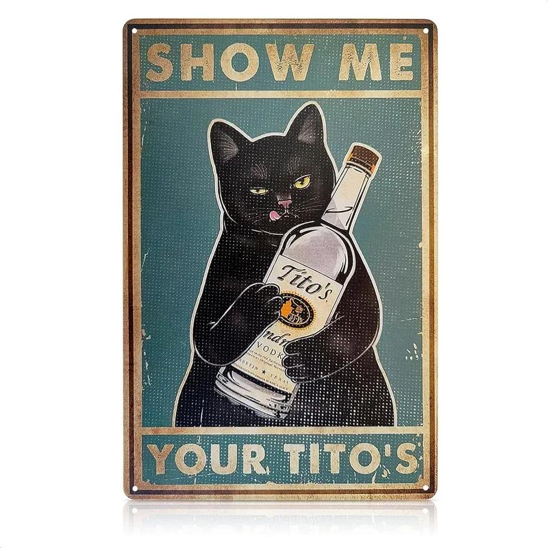 Cats Decor Funny Metal Tin Signs I Love you to the moon and Back Cat Posters for Home Bathroom cafe Pub Bar Gifts for Cat Lov