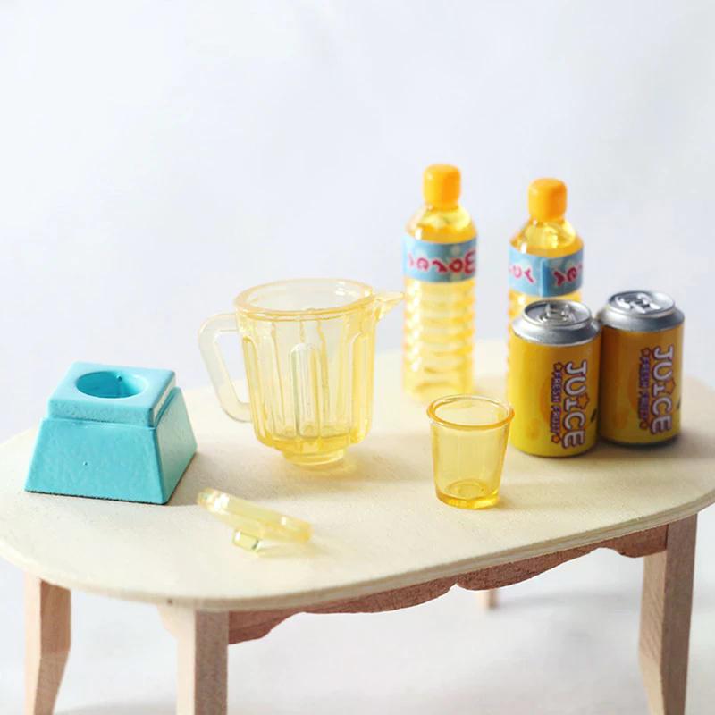 6Pcs/Set 1/12 Dollhouse Miniature Accessories Kitchen Mini Juicer Beverage Model