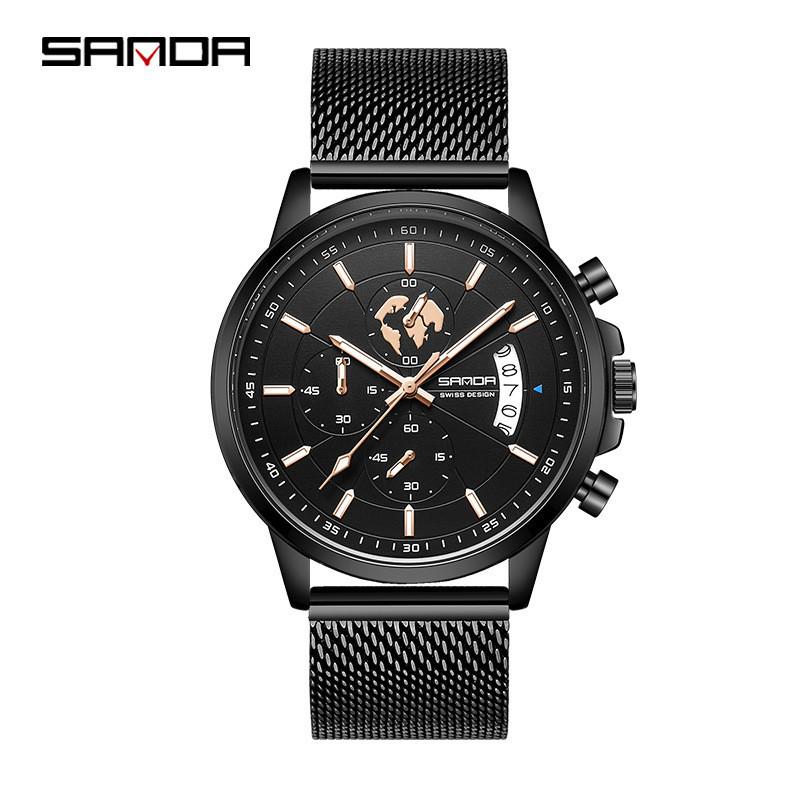 OFNS Men's Fashion Business Watch: Six-Hand Leather Strap, Waterproof with Calendar.