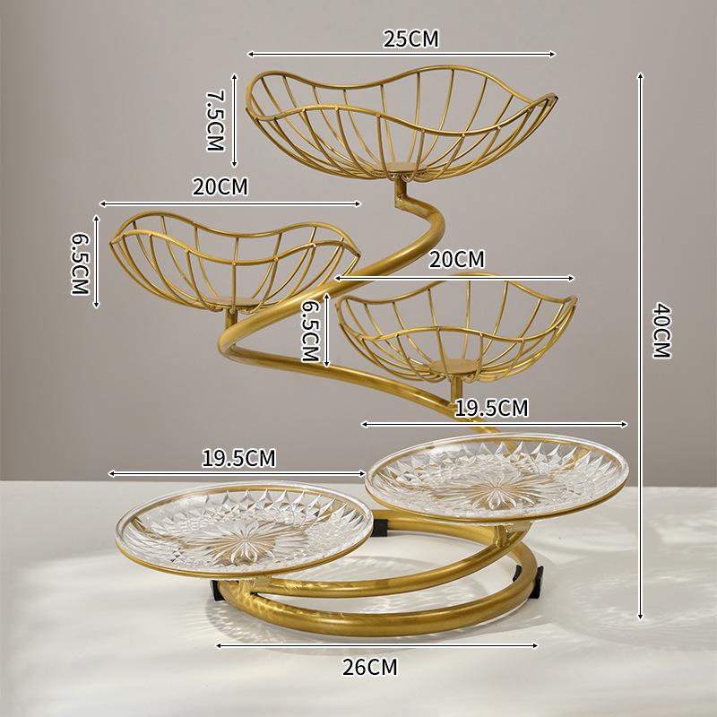 High-end Light Luxury Multi-layer Fruit Pan Rack Household Living Room Coffee Table Dried Fruit Snacks Placed Exquisite Atmospheric Fruit Basket