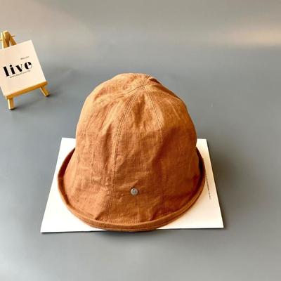 Leinen gekräuselte kleine Krempe schlichter Beckenhut Sommer atmungsaktiv dünn lockerer Sinn zu tragen vielseitiger Bucket Hat Paar