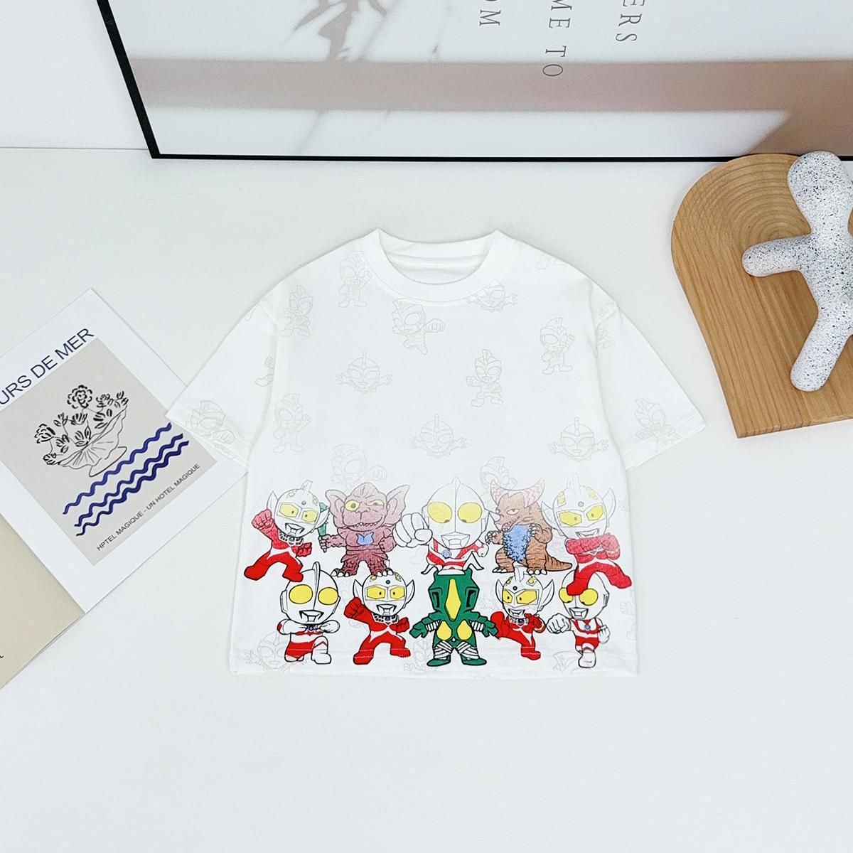 Ultraman Color-Changing Cotton T-Shirt: Summer Cartoon Short-Sleeve for Kids - Boys & Girls Trendy Wear 100 cm