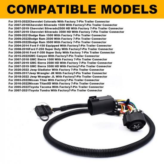 Fits Toyota Tundra Tacoma Trailer Tailgate Light Bar Wire Harness 7 Way To 4 Pin