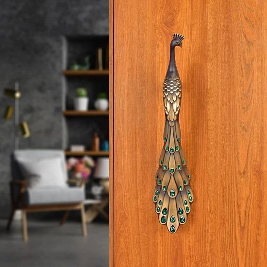 Peacock Door Handles for Front Door, Handles for All Doors At Home Wooden Handles for Glass Doors, , Office,