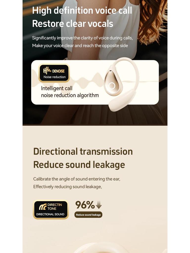 M96 Cross-border Touch Screen Wireless Earbuds: Long Battery Life, Non-In-Ear Design for Running and Sports
