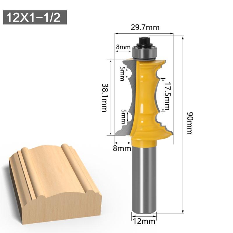 1Pc Mitered Drawer Front Molding Router Bit Door Handrail Line Tenon Cutter For Wood Tools - 8mm 12mm 1/2inch Shank