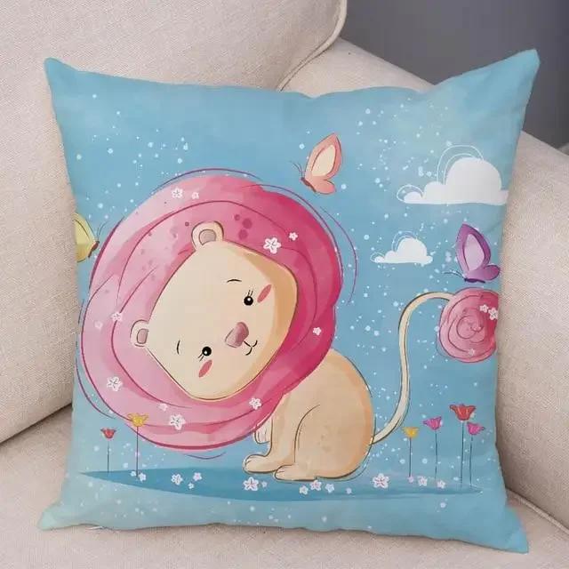 Cute Cartoon Giraffe Fox Reindeer Pillow Cover Nordic Children's Room Decoration Sofa Home Animal Cushion