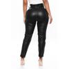 Fashion Women's Color Faux Leather Button High-waisted Tights Trousers Pencil Pants