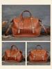 Johnature Vintage Einfarbig Echtleder Handtasche Große Kapazität Boston Damentasche Lässige Schultertaschen