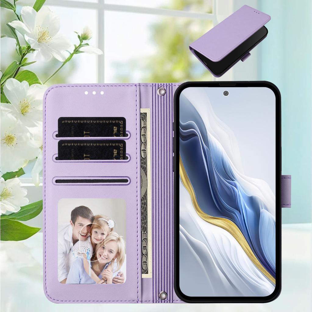 Suitable for iPhone 17E, leather-textured solid color business case, Apple 16 card slot hand strap flip cover protective case