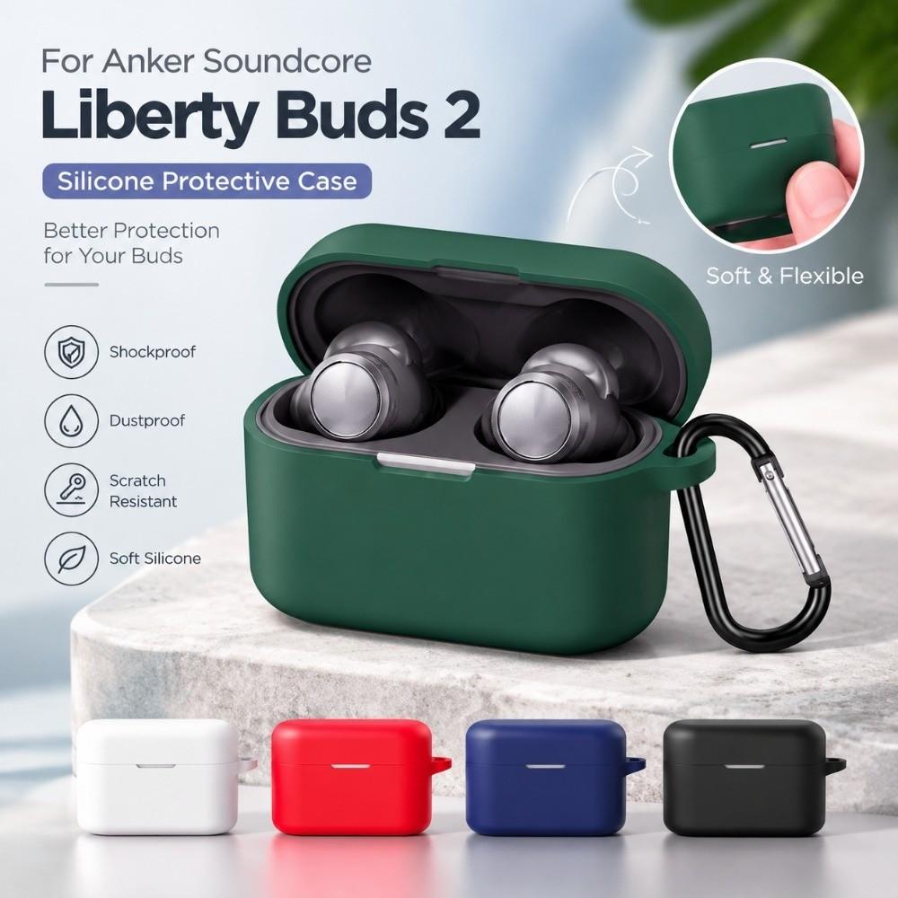 with Carabiner Earphone Cover Headphone Protective Case for Anker Soundcore Liberty Buds 2