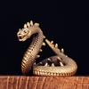 Brass Dragon Snake Figurine Desktop Decor Vintage Home Office Ornament Handcrafted Metal Sculpture