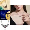 Gothic Bat Pendant Necklace With Faux Ruby Cutouts And Alloy Material For Halloween Costume Accessories