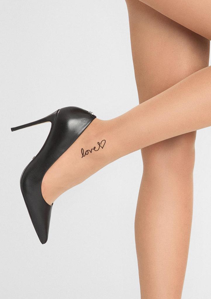 Women's Nude Tights with a Subtle Inscription Love Allure E06 Marilyn