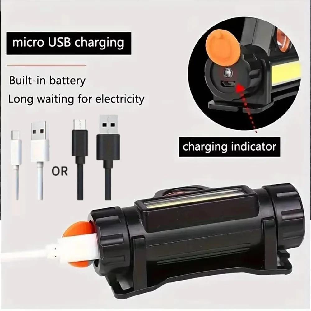 USB Rechargeable Portable Mini Powerful LED Headlamp Fishing XPE+COB Hunting Headlight Waterproof Super Bright Hunting Headlamp